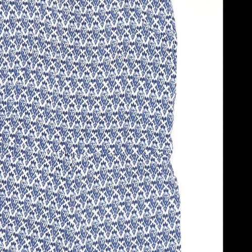 Marks and Spencer Womens Blue Geometric Viscose Playsuit One-Piece Size 16 Drawstring