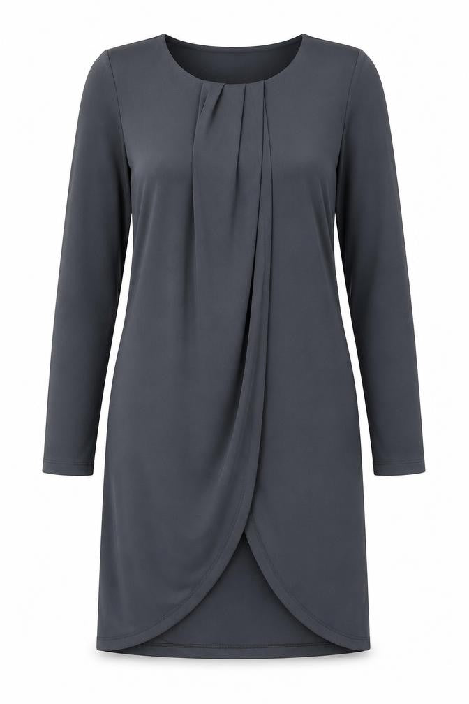 Front view of Marks & Spencer women’s grey polyester a-line, size UK 8, round neck pullover