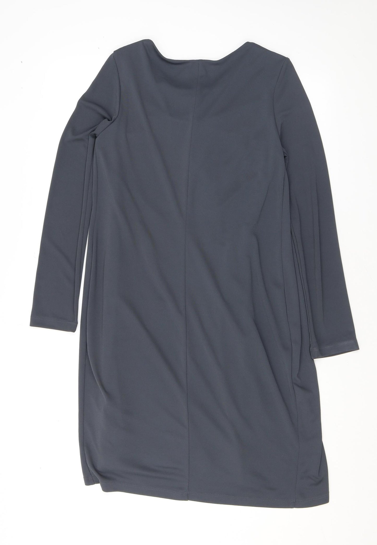 Marks and Spencer Womens Grey Polyester A-Line Size 8 Round Neck Pullover