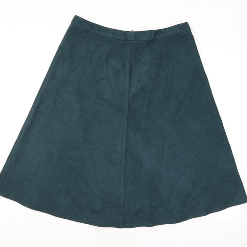 Marks and Spencer Womens Green Polyester Swing Skirt Size 14 Zip