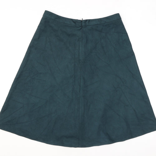 Marks and Spencer Womens Green Polyester Swing Skirt Size 14 Zip