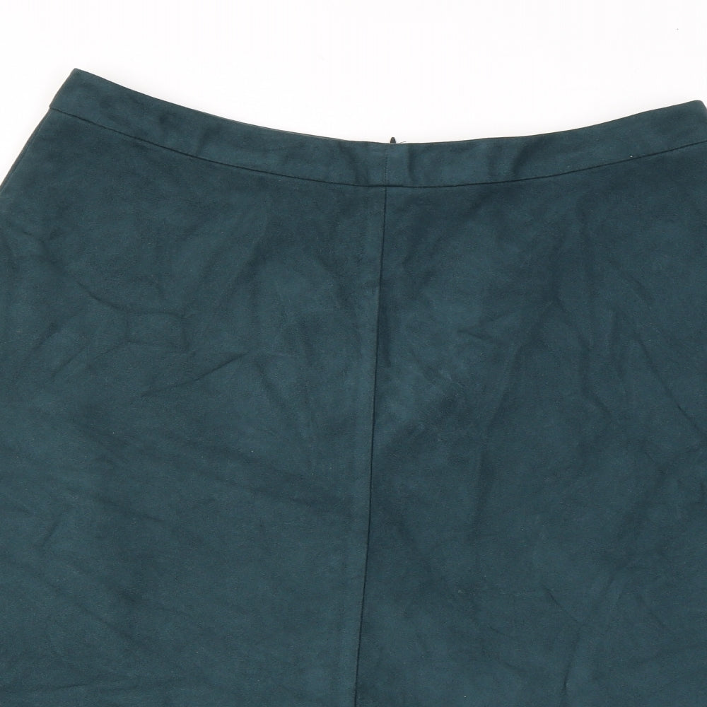 Marks and Spencer Womens Green Polyester Swing Skirt Size 14 Zip
