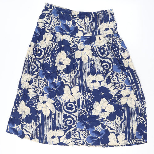 Hamells Womens Blue Geometric Viscose A-Line Skirt Size 10