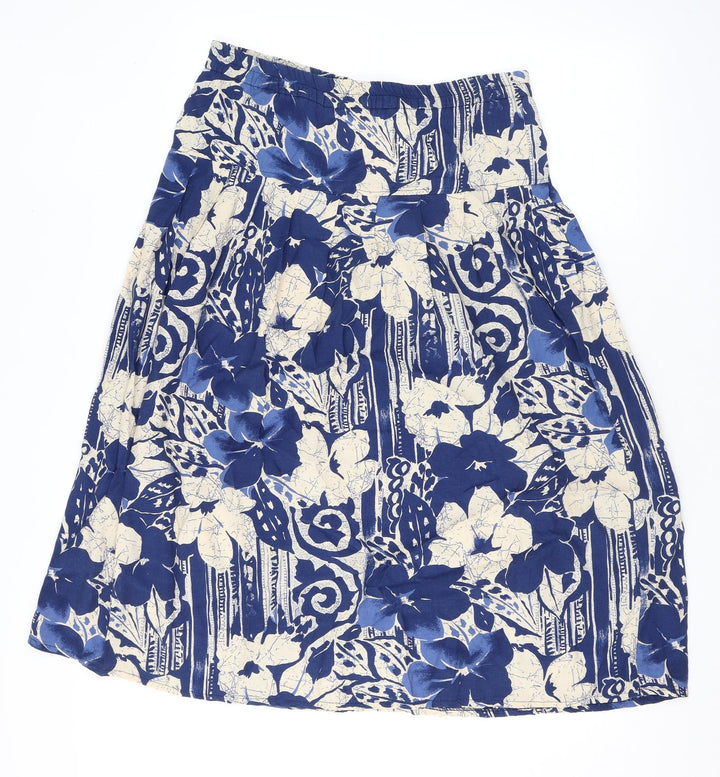 Hamells Womens Blue Geometric Viscose A-Line Skirt Size 10