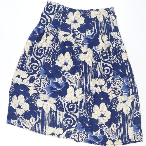 Hamells Womens Blue Geometric Viscose A-Line Skirt Size 10