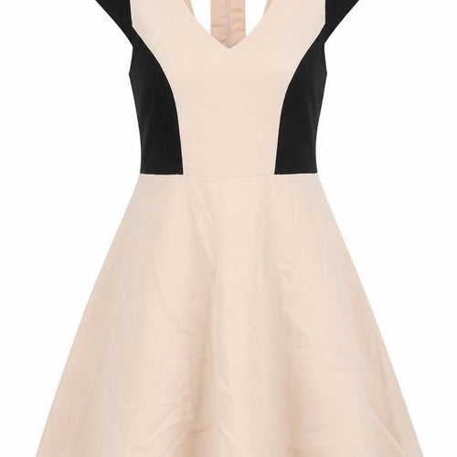South Womens Pink Colourblock Polyester Fit & Flare Size 12 V-Neck Zip - Cutout