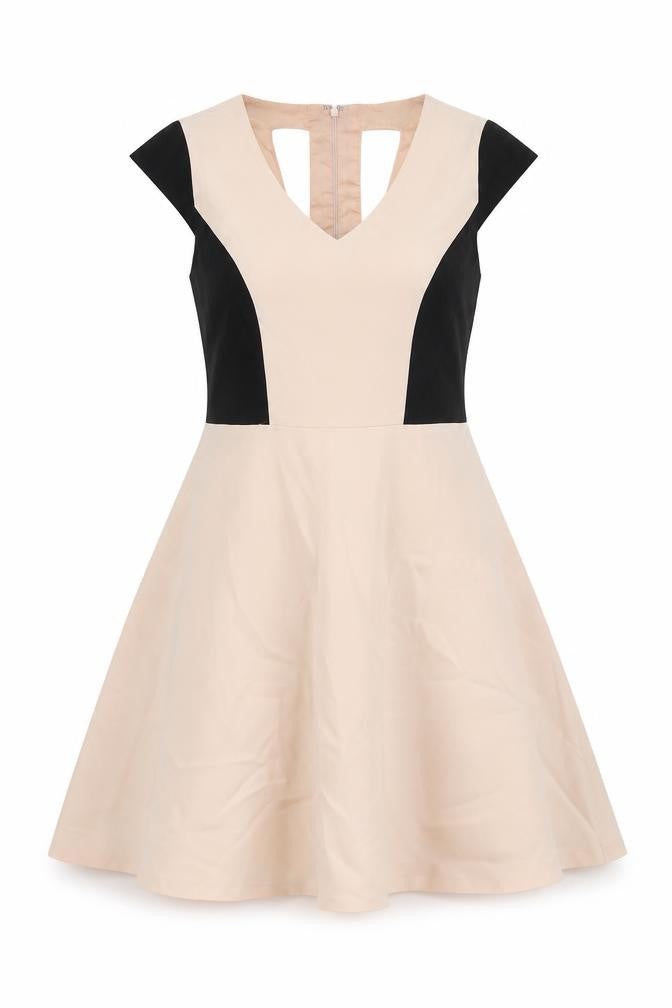 South Womens Pink Colourblock Polyester Fit & Flare Size 12 V-Neck Zip - Cutout