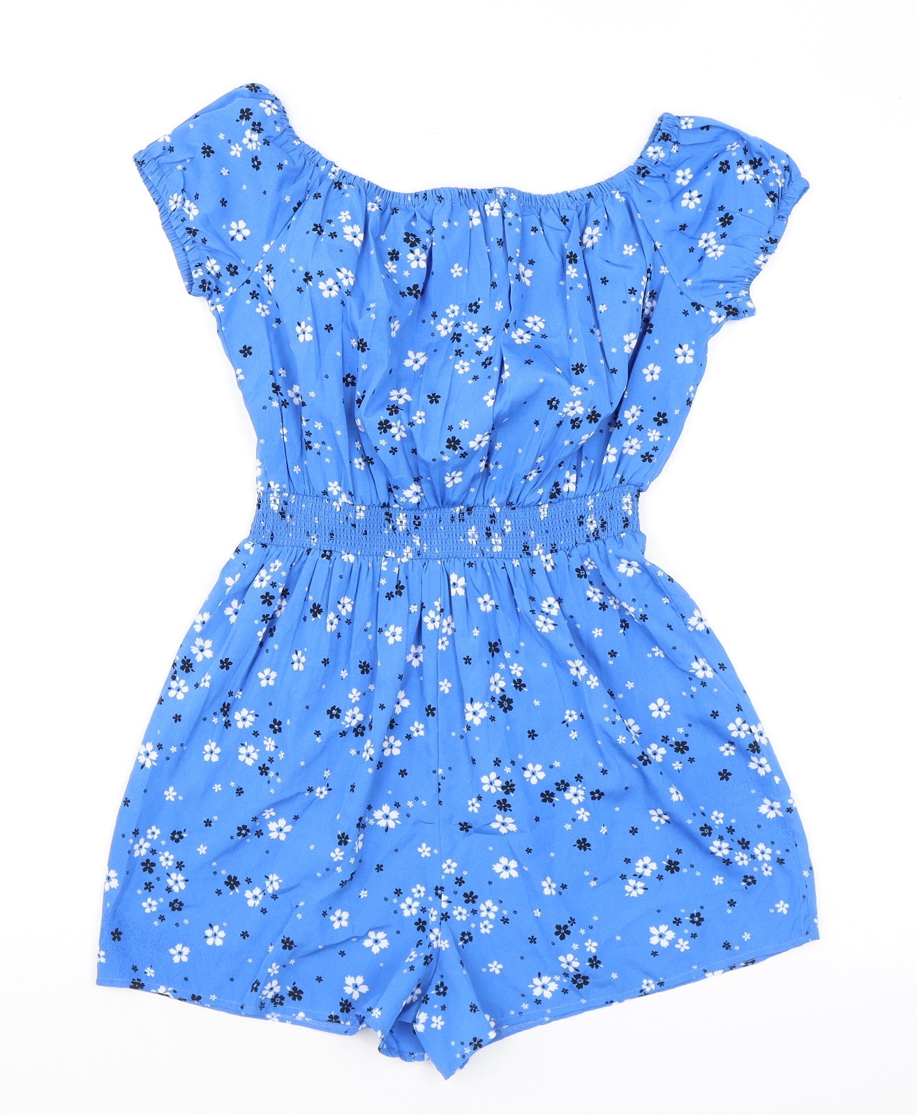 New Look Girls Blue Floral Polyester Playsuit One-Piece Size 12 Years Pullover