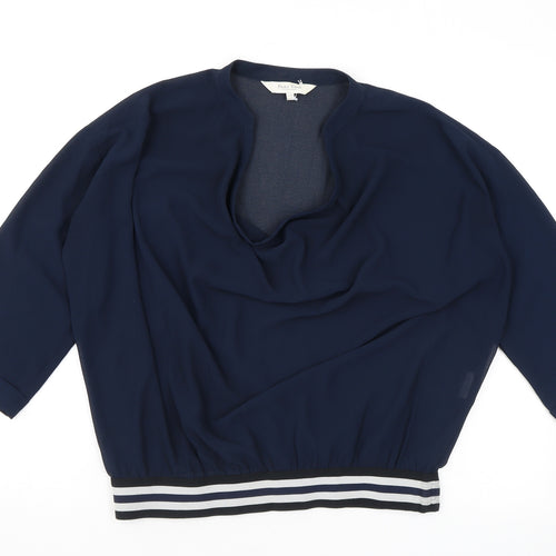 Part Two Womens Blue Polyester Basic Blouse Size 8 Cowl Neck