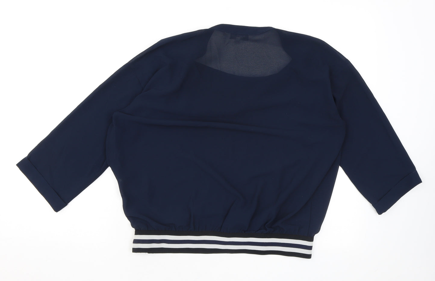 Part Two Womens Blue Polyester Basic Blouse Size 8 Cowl Neck