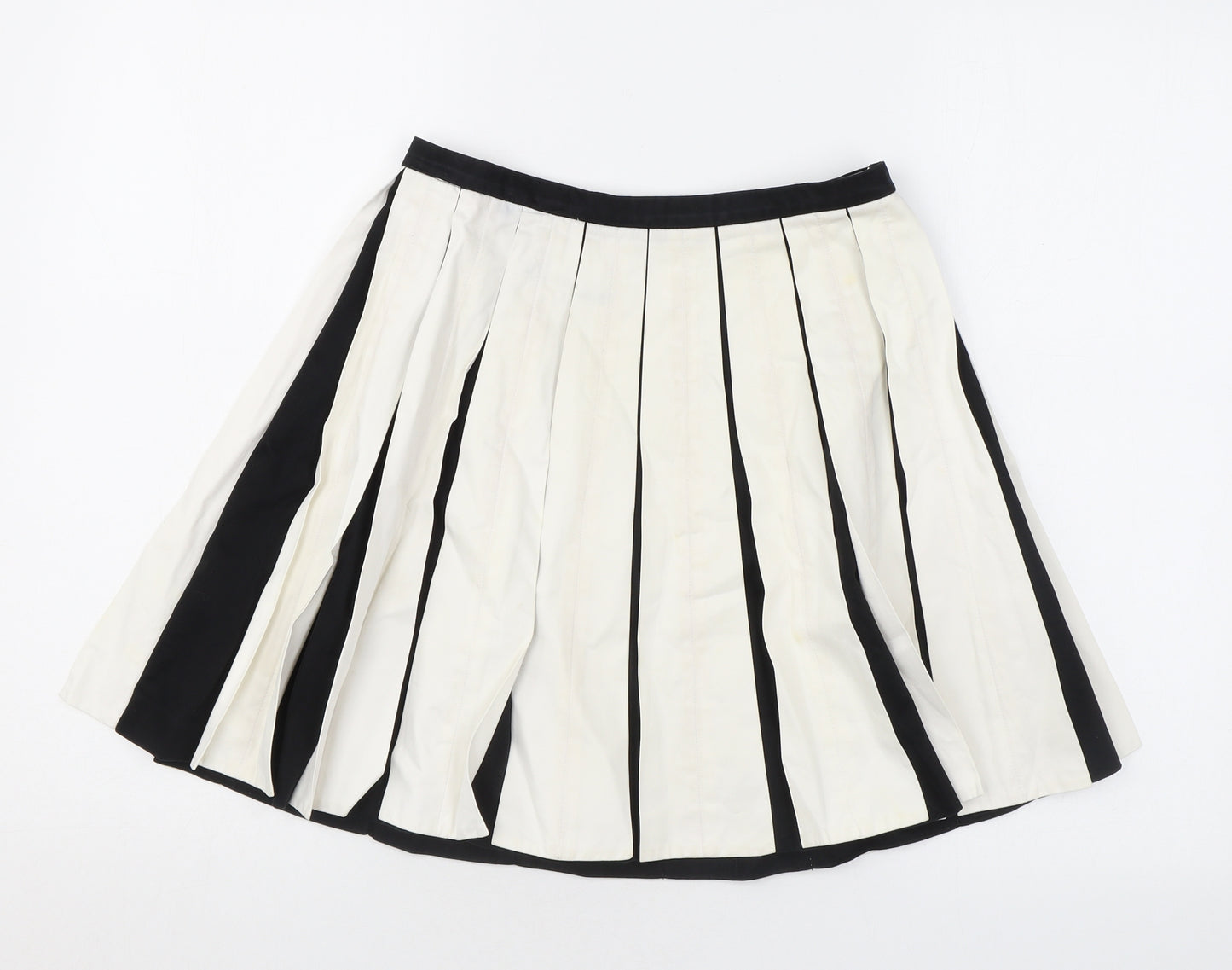 Pringle Womens White Cotton Pleated Skirt Size 8 Zip