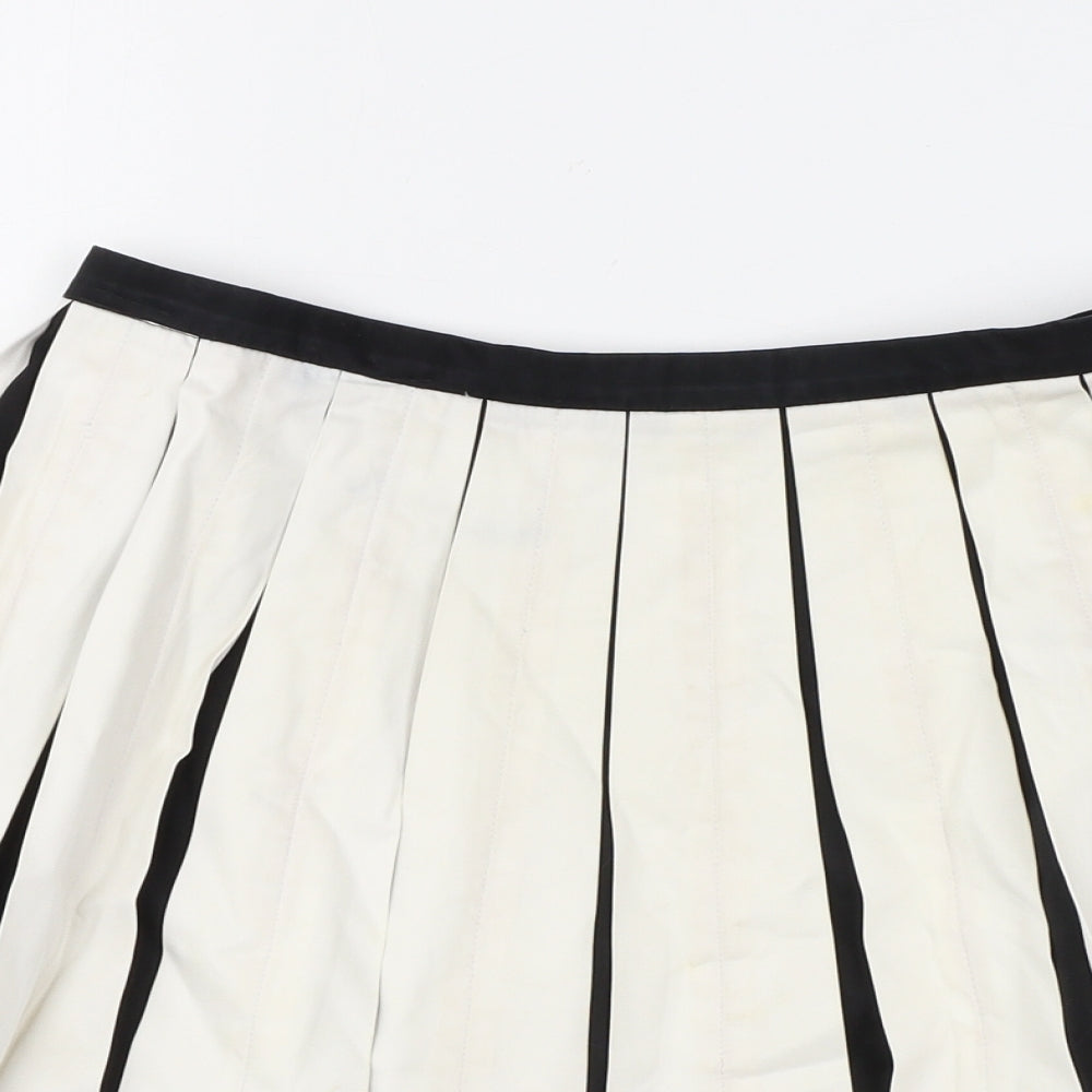 Pringle Womens White Cotton Pleated Skirt Size 8 Zip