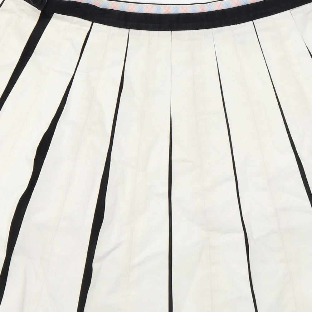 Pringle Womens White Cotton Pleated Skirt Size 8 Zip