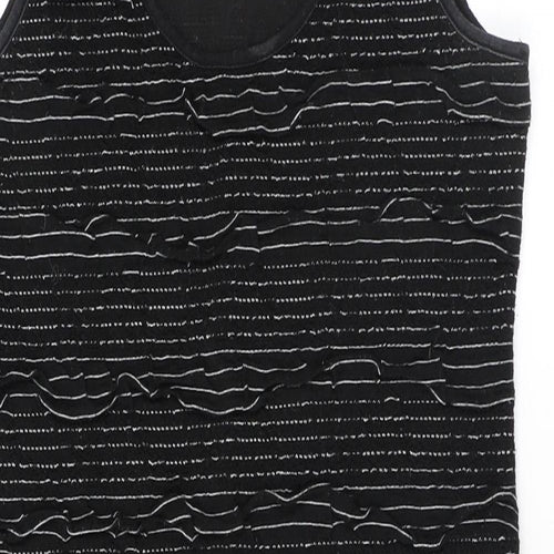 New Look Womens Black Striped Polyester Bodycon Size 12 Scoop Neck Pullover