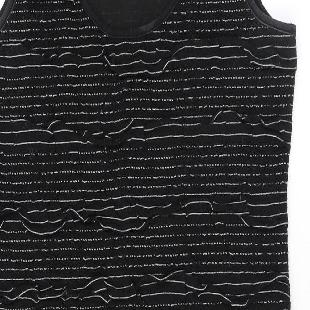 New Look Womens Black Striped Polyester Bodycon Size 12 Scoop Neck Pullover