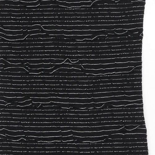 New Look Womens Black Striped Polyester Bodycon Size 12 Scoop Neck Pullover