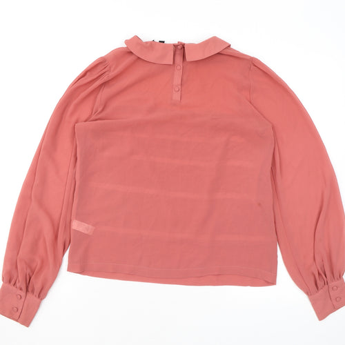 Topshop Womens Pink Polyester Basic Button-Up Size 8 Collared