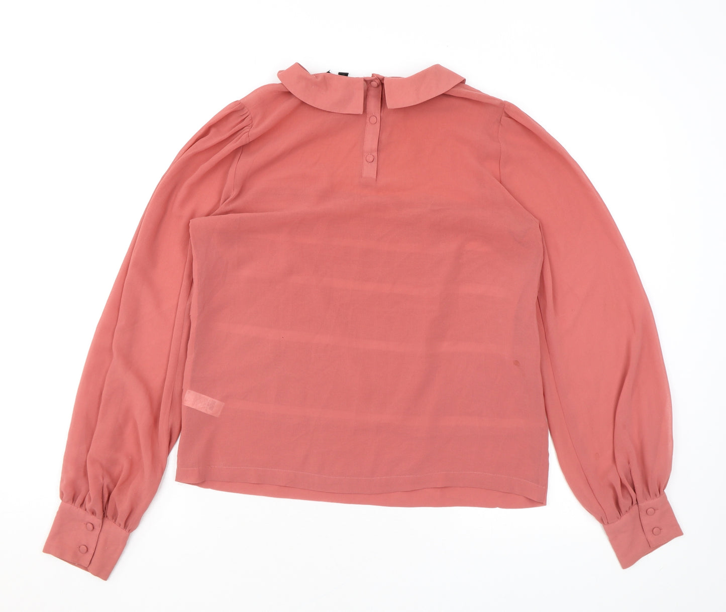 Topshop Womens Pink Polyester Basic Button-Up Size 8 Collared