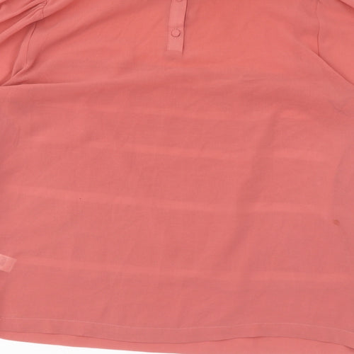 Topshop Womens Pink Polyester Basic Button-Up Size 8 Collared