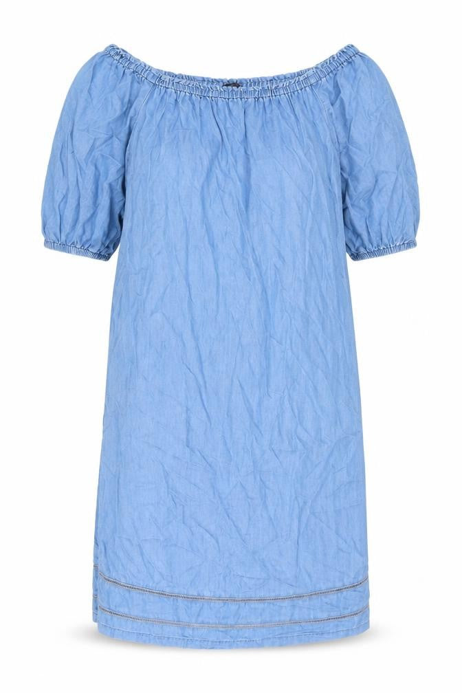 Marks and Spencer Womens Blue Polyester T-Shirt Dress Size 12 Off the Shoulder Pullover