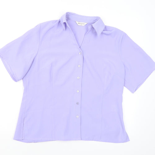 Bonmarché Womens Purple Polyester Basic Button-Up Size 14 Collared