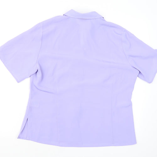 Bonmarché Womens Purple Polyester Basic Button-Up Size 14 Collared