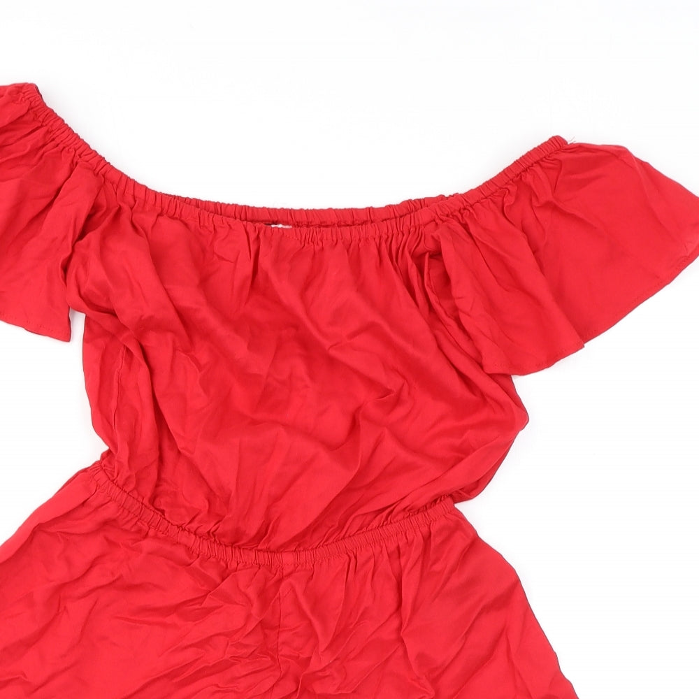 Divided by H&M Womens Red Viscose Playsuit One-Piece Size 6 L3 in Pullover