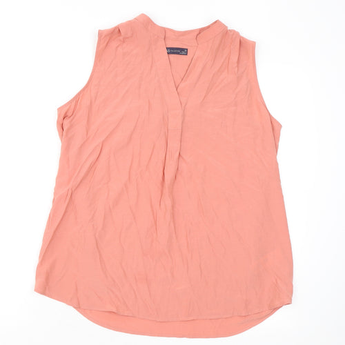 Marks and Spencer Womens Pink Viscose Basic Blouse Size 12 V-Neck