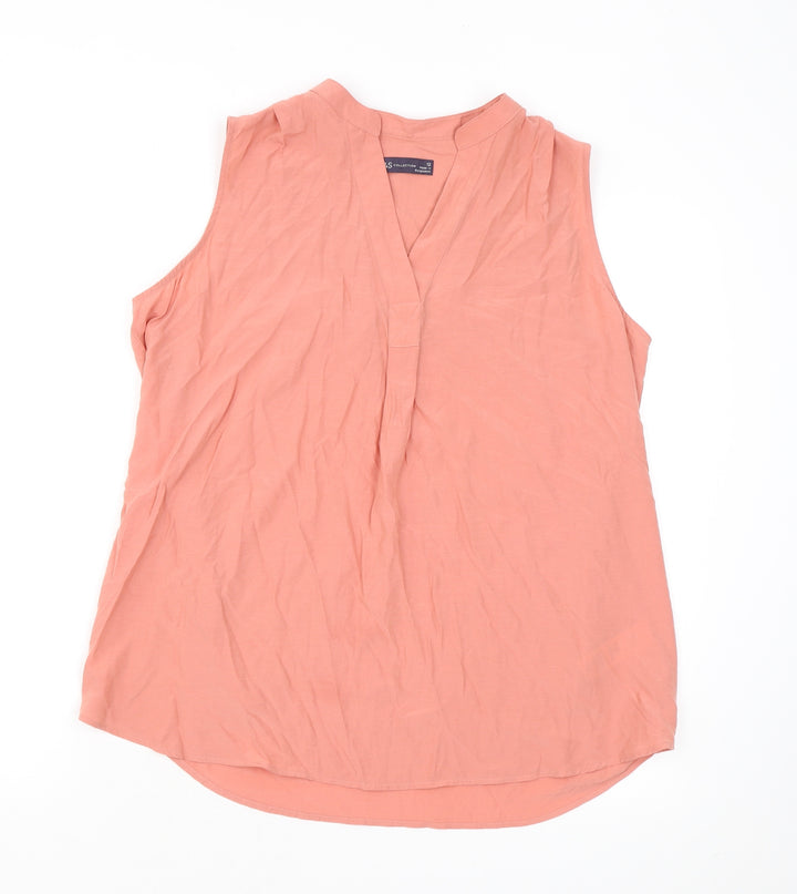 Marks and Spencer Womens Pink Viscose Basic Blouse Size 12 V-Neck