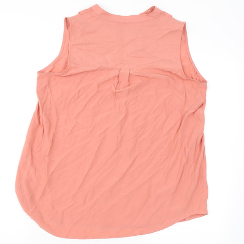 Marks and Spencer Womens Pink Viscose Basic Blouse Size 12 V-Neck