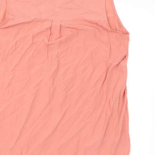 Marks and Spencer Womens Pink Viscose Basic Blouse Size 12 V-Neck