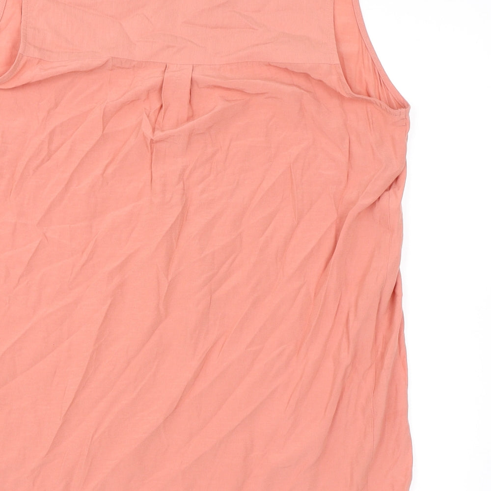 Marks and Spencer Womens Pink Viscose Basic Blouse Size 12 V-Neck