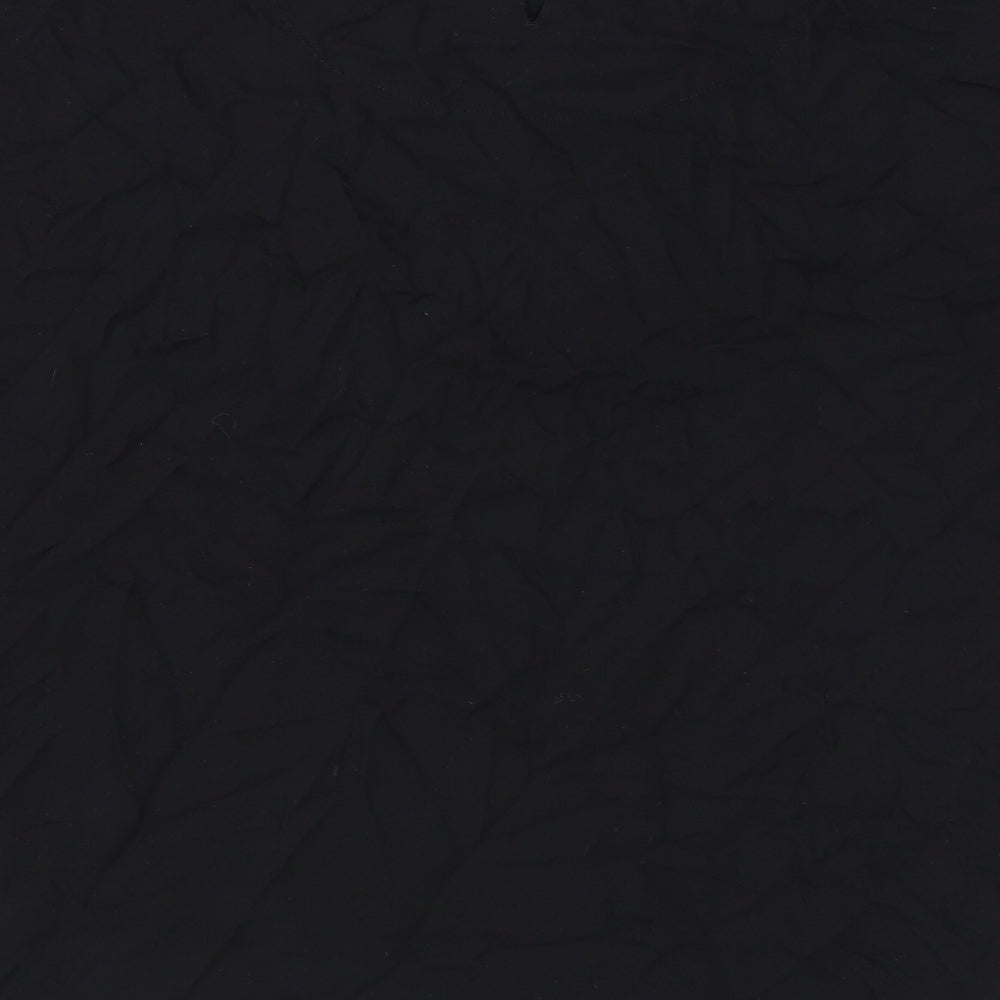 Marks and Spencer Womens Black Viscose Basic T-Shirt Size 14 Round Neck - Ruffles