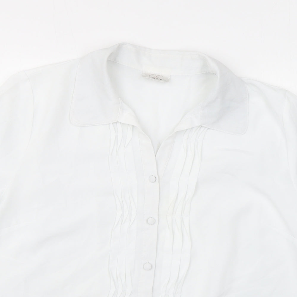 Eastex Womens White Polyester Basic Button-Up Size 12 Collared