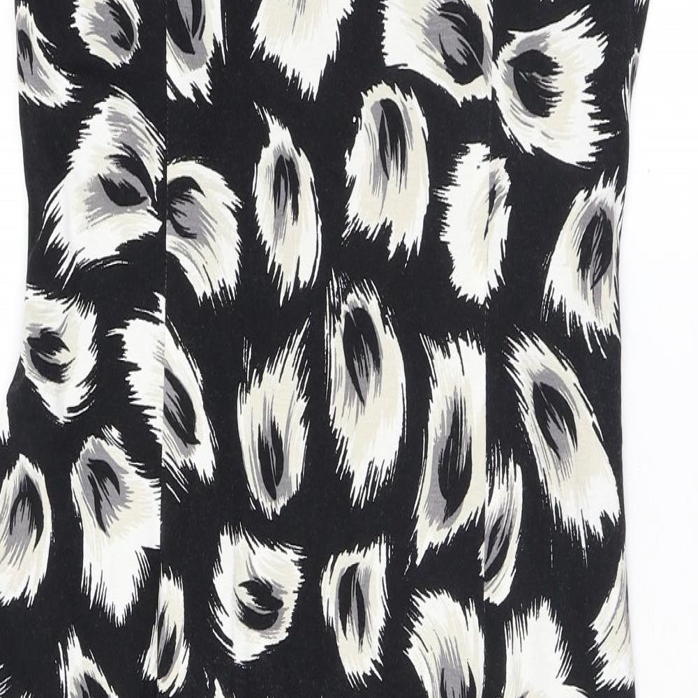 Precis Womens Black Geometric Viscose A-Line Size 12 Scoop Neck Pullover