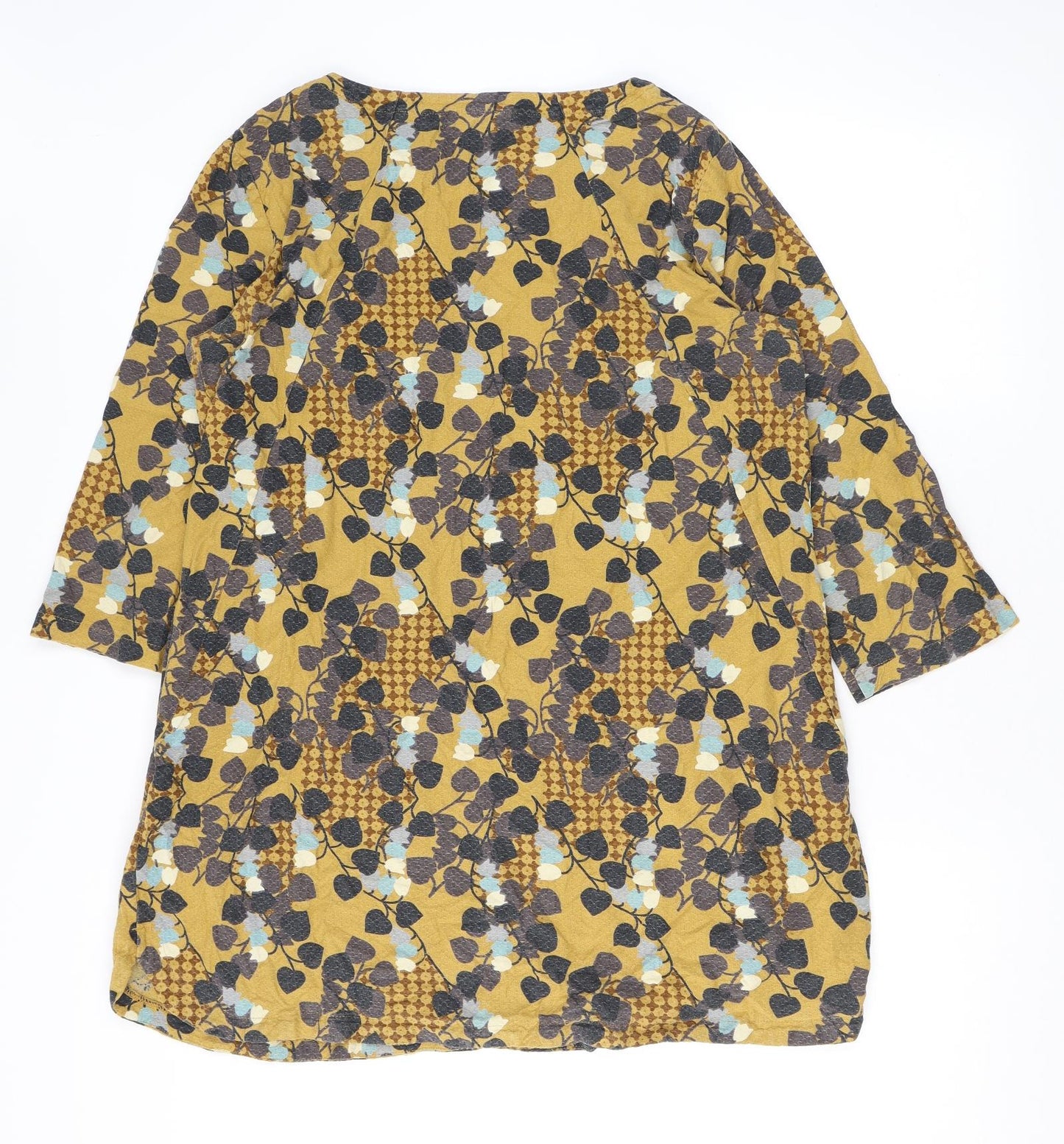 White Stuff Womens Yellow Geometric Cotton A-Line Size 18 Scoop Neck Pullover