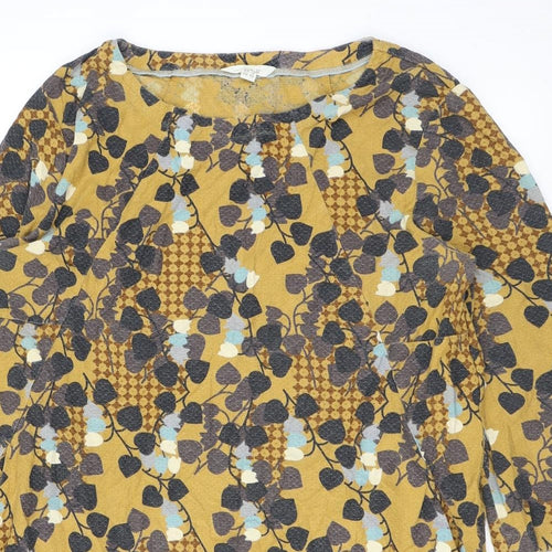 White Stuff Womens Yellow Geometric Cotton A-Line Size 18 Scoop Neck Pullover