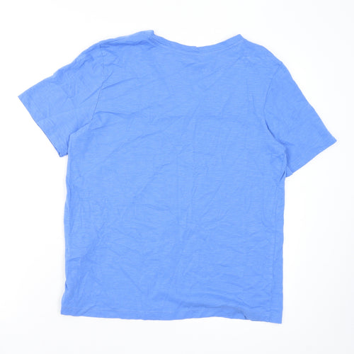 Marks and Spencer Womens Blue Cotton Basic T-Shirt Size 12 V-Neck