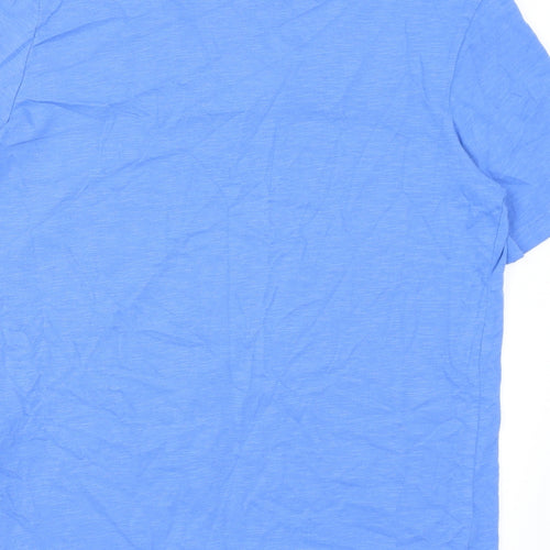 Marks and Spencer Womens Blue Cotton Basic T-Shirt Size 12 V-Neck