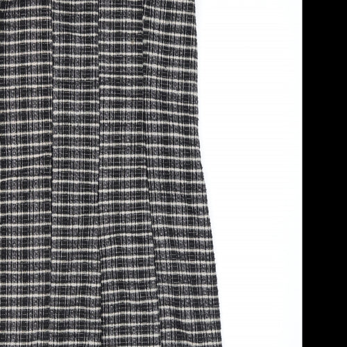 Topshop Womens Brown Check Polyester Bodycon Size 8 Square Neck Zip