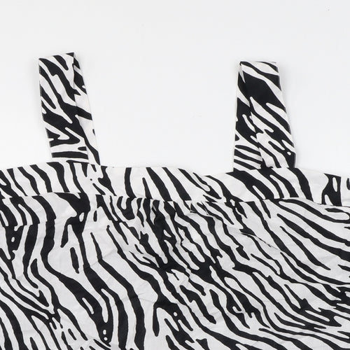 Marks and Spencer Womens Black Animal Print Cotton Basic Blouse Size 20 Square Neck - Zebra Print