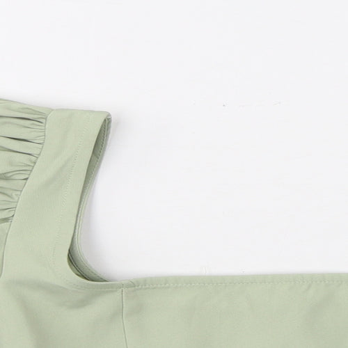 Missguided Womens Green Polyester Cropped T-Shirt Size 8 Square Neck