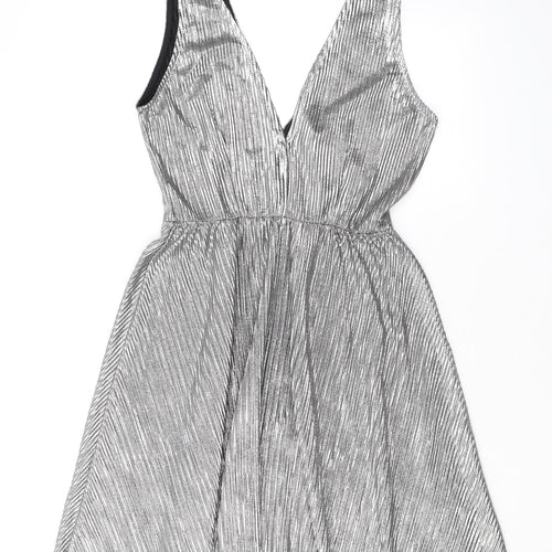 H&M Womens Silver Polyester Tank Dress Size 10 V-Neck Pullover