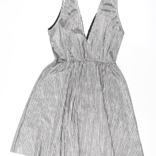 H&M Womens Silver Polyester Tank Dress Size 10 V-Neck Pullover