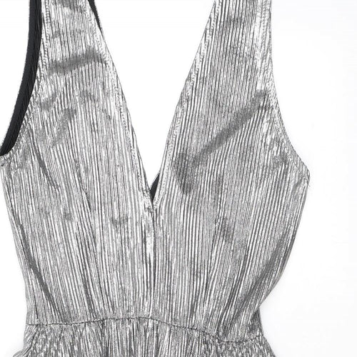 H&M Womens Silver Polyester Tank Dress Size 10 V-Neck Pullover