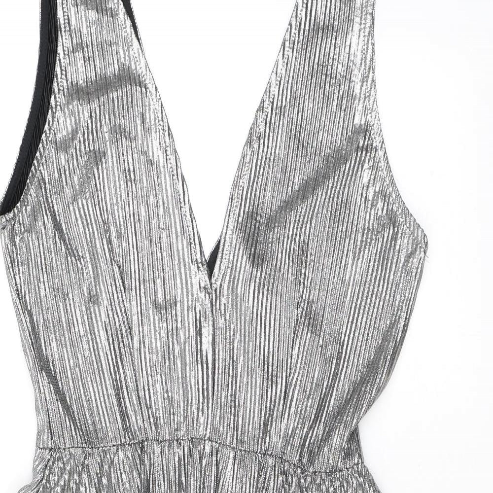 H&M Womens Silver Polyester Tank Dress Size 10 V-Neck Pullover