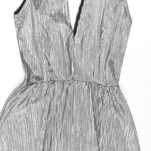 H&M Womens Silver Polyester Tank Dress Size 10 V-Neck Pullover