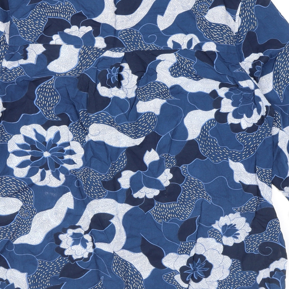 TIGI Womens Blue Geometric Polyester Tunic Blouse Size 10 V-Neck