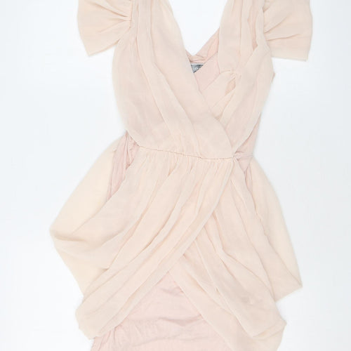 Lipsy Womens Pink Polyester Mini Size 6 V-Neck Pullover