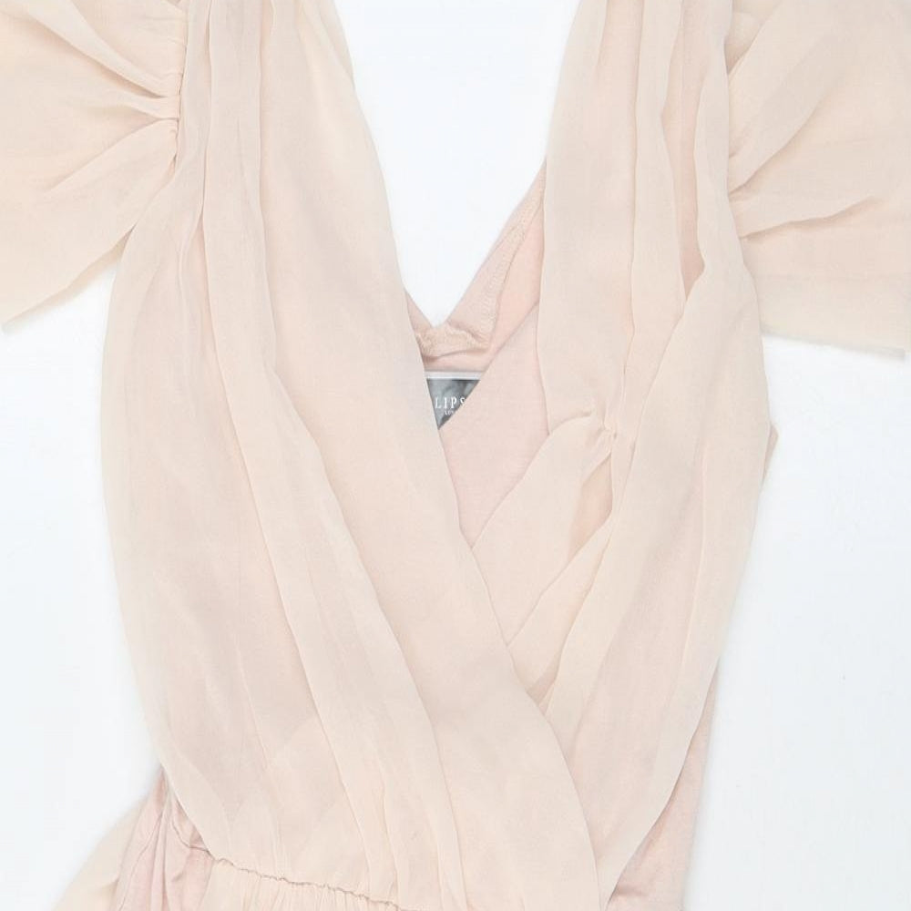 Lipsy Womens Pink Polyester Mini Size 6 V-Neck Pullover